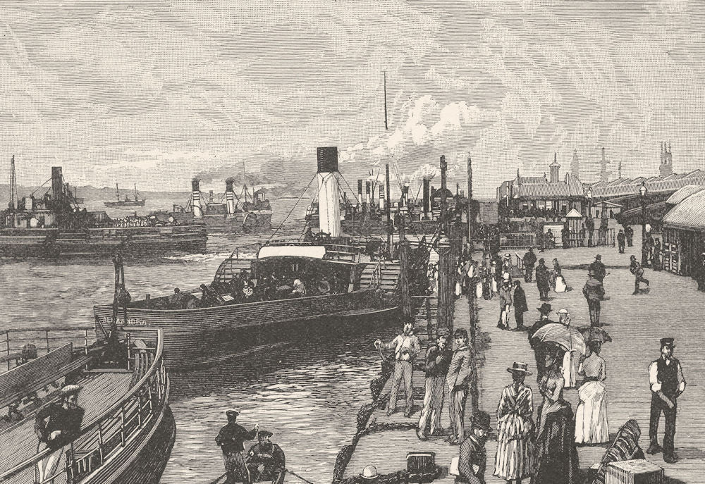 LIVERPOOL. St. George's Landing- stage, Liverpool 1901 old antique print